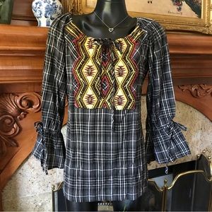 Ivy Jane Black and Yellow Plaid Top